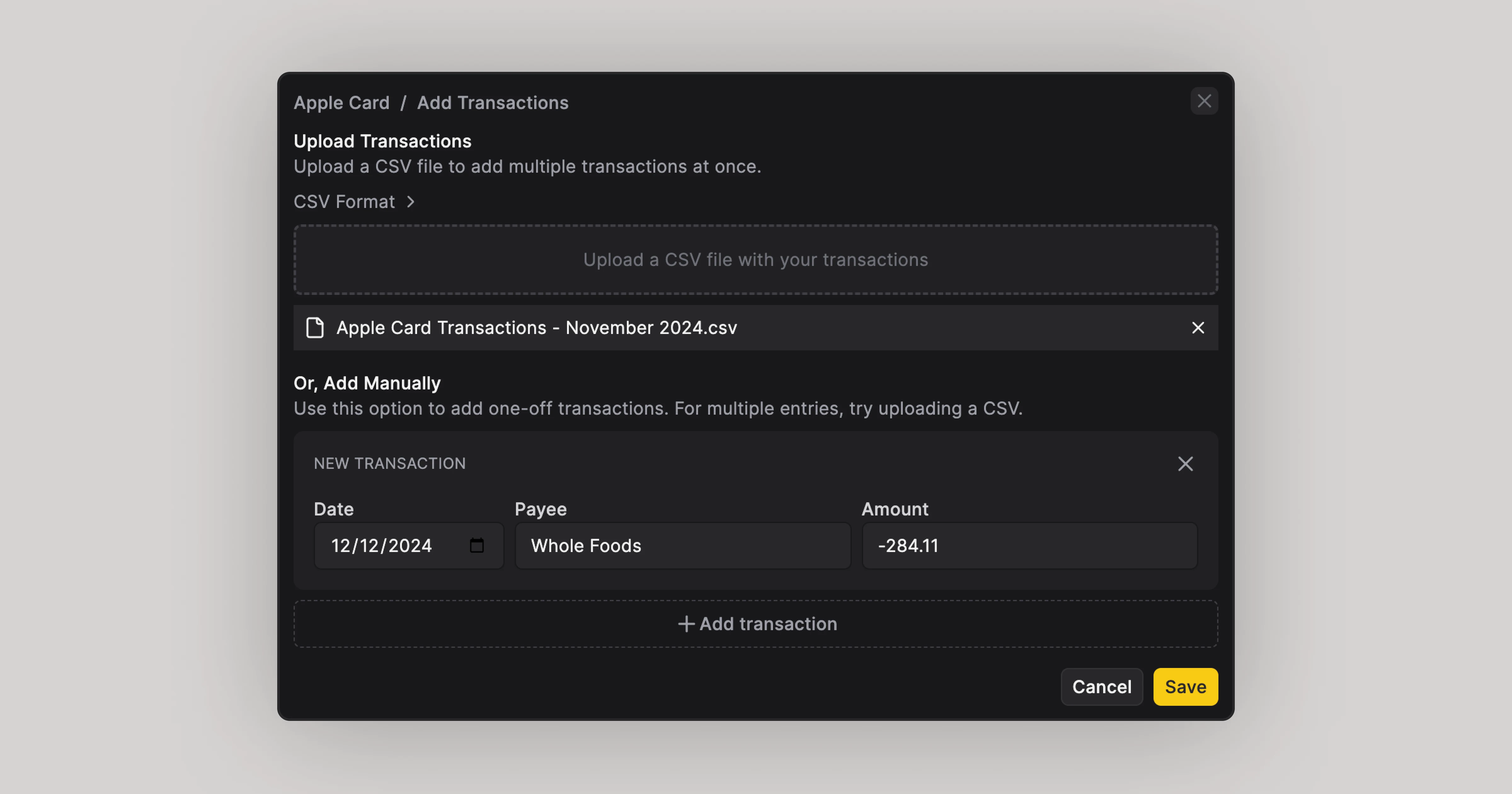 Manual Connections in Balance